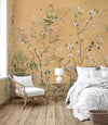 Extra Large Chinoiserie Floral Wallpaper, Birds Blossom Yellow Wall Mural, Custom Size, Luxury, Modern Wall Paper, Non-Pasted, Washable, Removable (Copy) - Adawall -Houston Wallpaper Store - Walcoverings, Curtains & Wall Panels
