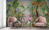 Flamingo Nature Theme Wall Mural, Green Forest Wallpaper, Custom Wall Mural, Wall Poster Home Interior Decor, Non-Adhesive, Non-Woven, Washable, Removable - Adawall -Houston Wallpaper Store - Walcoverings, Curtains & Wall Panels