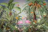 Flamingo Nature Theme Wall Mural, Green Forest Wallpaper, Custom Wall Mural, Wall Poster Home Interior Decor, Non-Adhesive, Non-Woven, Washable, Removable - Adawall -Houston Wallpaper Store - Walcoverings, Curtains & Wall Panels