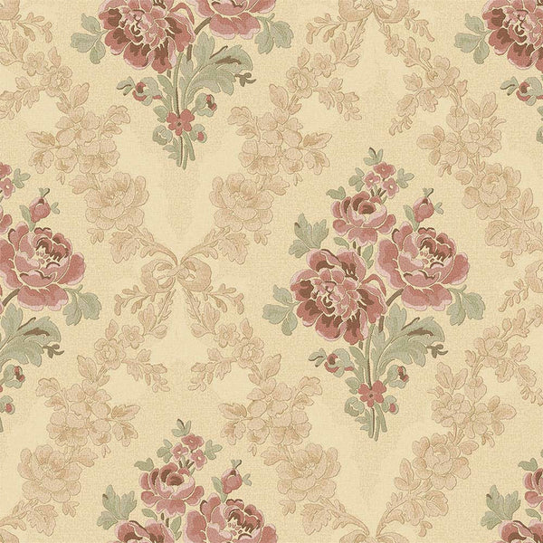 Floral Beige Embossed Wallpaper, Purple Flowers Home Wall Decor, Aesthetic Wallpaper, Textured Wallcovering Non-Adhesive and Non-Peel and Stick - Adawall -Houston Wallpaper Store - Walcoverings, Curtains & Wall Panels