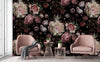 Floral Peony Wall Mural, Black Large Blooms Black Botanical Wallpaper,Home Decor Wall Art, Non-Woven, Non-Pasted, Removable, Washable - Adawall -Houston Wallpaper Store - Walcoverings, Curtains & Wall Panels