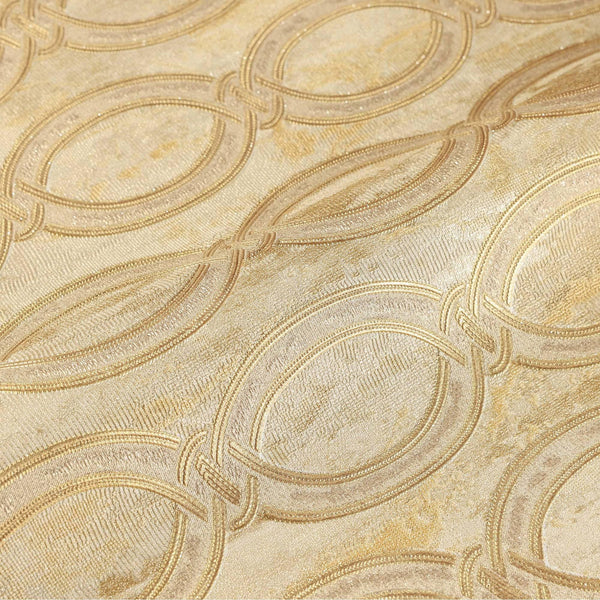 Gold Geometric Chain Pattern Wallpaper, Deep Embossed Stylish Sparkling Luxury Design - Adawall -Houston Wallpaper Store - Walcoverings, Curtains & Wall Panels