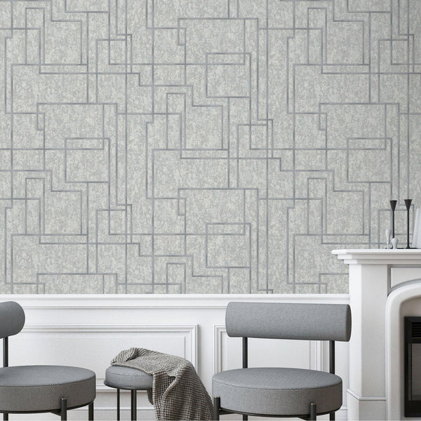 Gray Modern Lines Geometric Wallpaper, Contemporary 3D Embossed Wallcovering, Abstract Bold - Adawall -Houston Wallpaper Store - Walcoverings, Curtains & Wall Panels