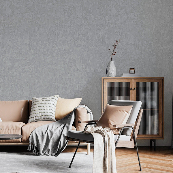 Gray Sleek Embossed finish Solid Color Wallpaper, Abstract Modern Minimalist Rich Textured Wallcovering - Adawall -Houston Wallpaper Store - Walcoverings, Curtains & Wall Panels