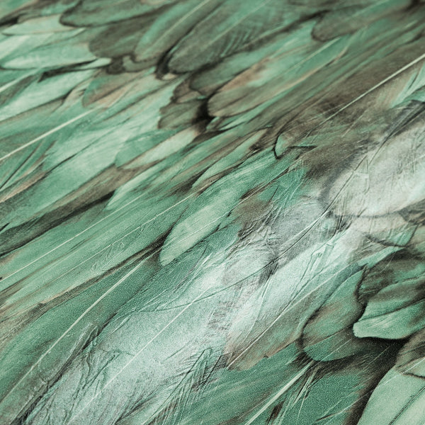 Green Feathers Pattern Embossed Wallpaper, Tropical 3D Textured Birds Vivid Wallcovering - Adawall -Houston Wallpaper Store - Walcoverings, Curtains & Wall Panels