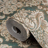 Green Rich Baroque Damask Wallpaper Deep Embossed Shimmering Vintage Design - Adawall -Houston Wallpaper Store - Walcoverings, Curtains & Wall Panels