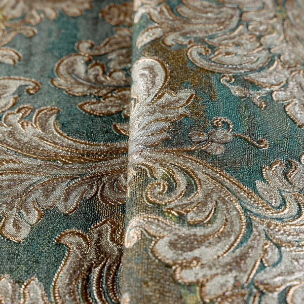 Green Rich Baroque Damask Wallpaper Deep Embossed Shimmering Vintage Design - Adawall -Houston Wallpaper Store - Walcoverings, Curtains & Wall Panels