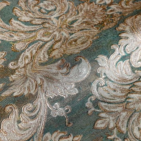 Green Rich Baroque Damask Wallpaper Deep Embossed Shimmering Vintage Design - Adawall -Houston Wallpaper Store - Walcoverings, Curtains & Wall Panels