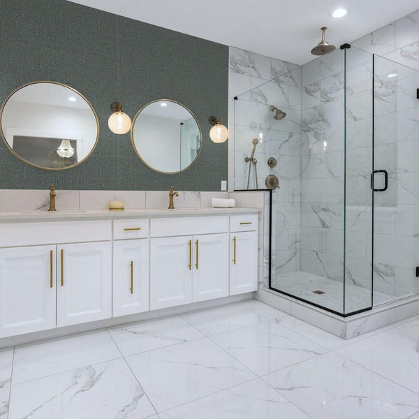 Greenish Blue Woven Textured Jute Wallpaper, Burlap Pattern Fiber Weave Pattern Non-Pasted - Adawall -Houston Wallpaper Store - Walcoverings, Curtains & Wall Panels