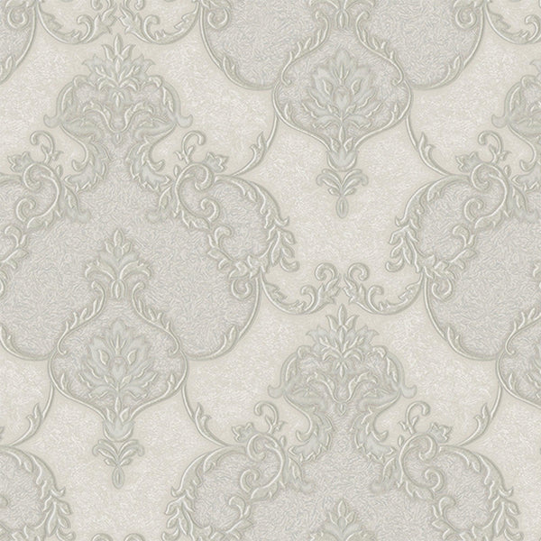 Italian Damask Embossed Wallpaper, Light Gray Sparkling Neutral Colors Luxury Wallcovering, 3D Textured, Non-Woven, Non-Pasted - Adawall -Houston Wallpaper Store - Walcoverings, Curtains & Wall Panels
