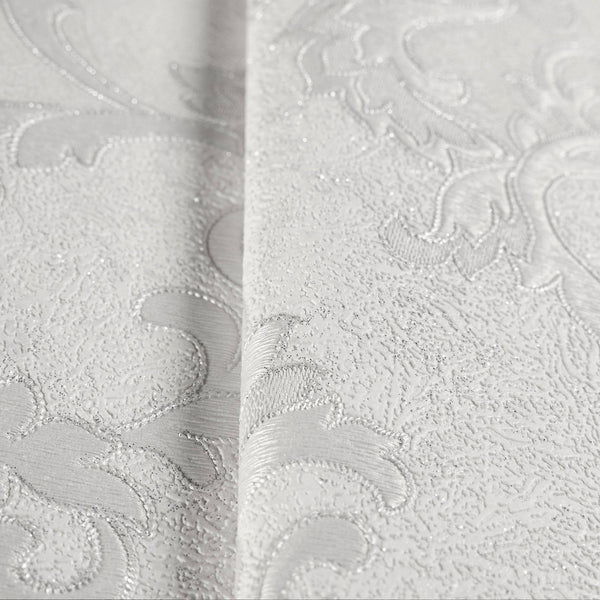 Italian Damask Embossed Wallpaper, Off White Sparkling Neutral Colors Luxury Wallcovering, 3D Textured, Non-Woven, Non-Pasted - Adawall -Houston Wallpaper Store - Walcoverings, Curtains & Wall Panels