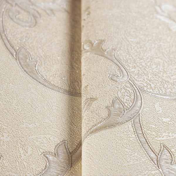 Italian Damask Embossed Wallpaper, Sparkling Neutral Colors Luxury Wallcovering - Adawall -Houston Wallpaper Store - Walcoverings, Curtains & Wall Panels