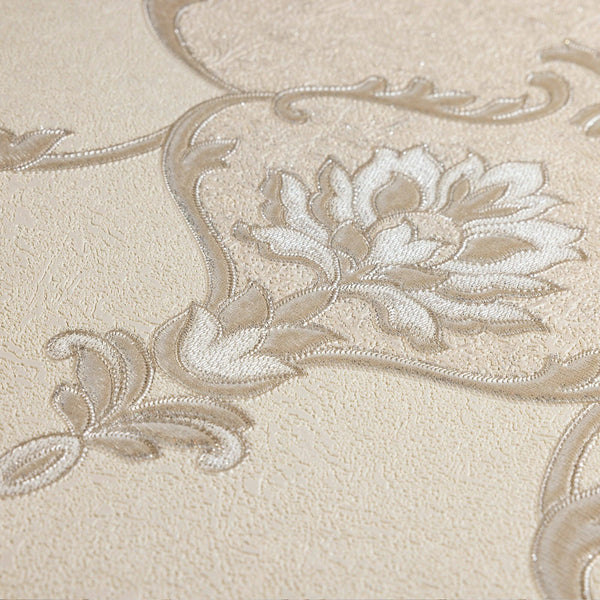 Italian Damask Embossed Wallpaper, Sparkling Neutral Colors Luxury Wallcovering - Adawall -Houston Wallpaper Store - Walcoverings, Curtains & Wall Panels