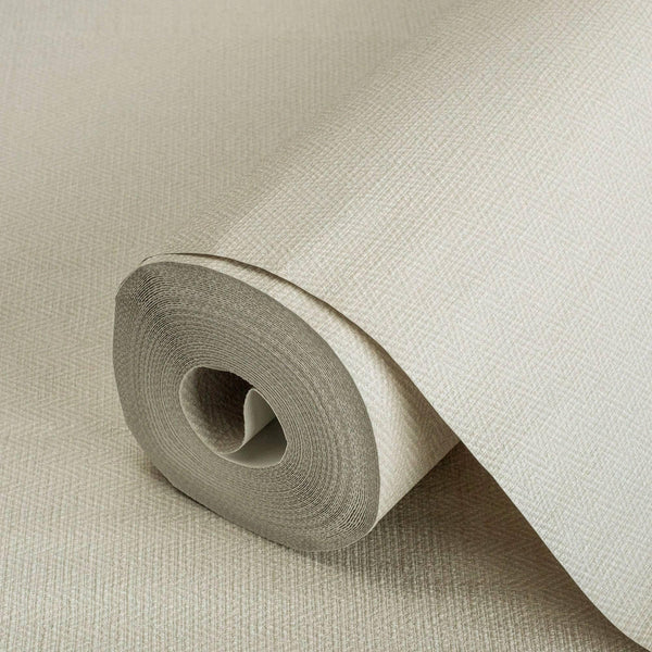 Ivory Chevron Wallpaper, Textured Modern Fabric Like Wallcovering, Solid Neutral Colors - Adawall -Houston Wallpaper Store - Walcoverings, Curtains & Wall Panels
