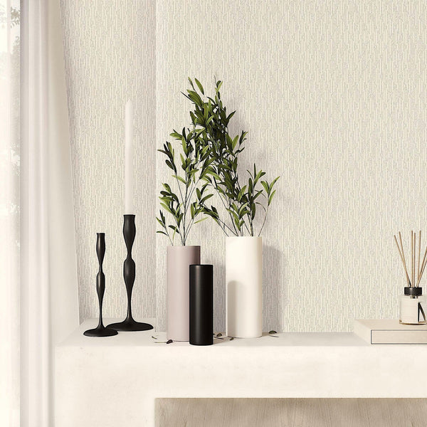 Ivory Diamond Shapes Wallpaper, Shiny 3D Deep Embossed Lines Stylish Modern Wallcovering - Adawall -Houston Wallpaper Store - Walcoverings, Curtains & Wall Panels