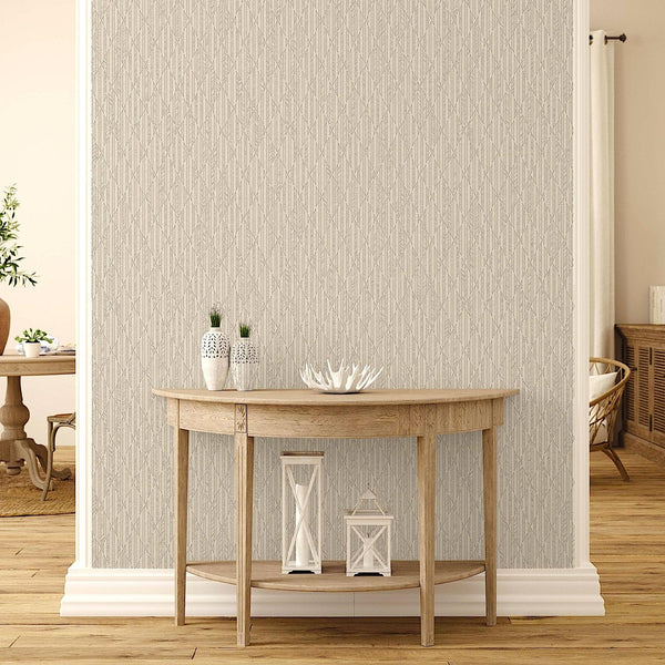 Ivory Diamond Shapes Wallpaper, Shiny 3D Deep Embossed Lines Stylish Modern Wallcovering - Adawall -Houston Wallpaper Store - Walcoverings, Curtains & Wall Panels