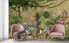jungle Tigers Wall Mural, Yellow Nature Forest Theme Wallpaper, Custom Large Wall Mural, Non-Adhesive, Washable, Removable Wall Paper, Birds, Non-Woven Back - Adawall -Houston Wallpaper Store - Walcoverings, Curtains & Wall Panels
