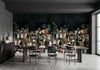 Landscape Wall Mural Houses Cityscape Stylish Wallpaper, Black Oversized Custom Size Wall Covering, Non-Woven, Non-Adhesive, Modern Large Art - Adawall -Houston Wallpaper Store - Walcoverings, Curtains & Wall Panels