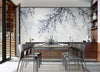 Large Blossom Tree Wallpaper, Blue Chinoiserie Nature Flowers Wall Mural, Custom Size Wall Covering, Non-Woven, Non-Pasted, Removable, Washable, Floral Art - Adawall -Houston Wallpaper Store - Walcoverings, Curtains & Wall Panels