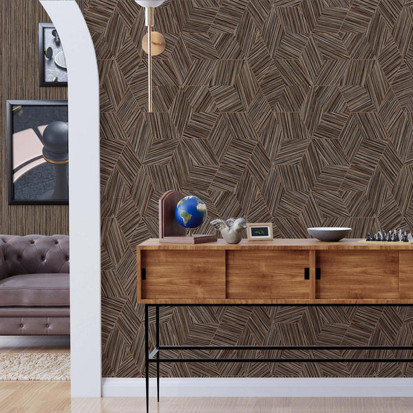 Large Hexagon Embossed Wallpaper, Brown Elegant Geometric Shapes Honeycomb Wallcovering, Large 114 sq ft Roll - Adawall -Houston Wallpaper Store - Walcoverings, Curtains & Wall Panels