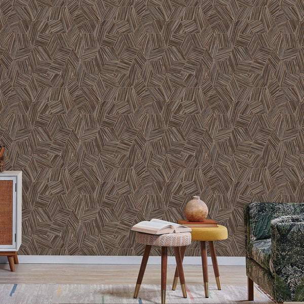 Large Hexagon Embossed Wallpaper, Brown Elegant Geometric Shapes Honeycomb Wallcovering, Large 114 sq ft Roll - Adawall -Houston Wallpaper Store - Walcoverings, Curtains & Wall Panels