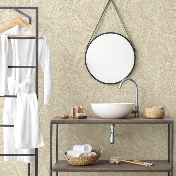 Large Hexagon Embossed Wallpaper, Cream Elegant Geometric Shapes Honeycomb Wallcovering, Large 114 sq ft Roll - Adawall -Houston Wallpaper Store - Walcoverings, Curtains & Wall Panels