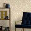 Light Beige, Gold Luxury 3D Damask Wallpaper, Premium Sparkling Velvet Feeling Flocked Wallcovering - Adawall -Houston Wallpaper Store - Walcoverings, Curtains & Wall Panels