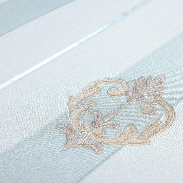 Light Blue Ornate Striped Wallpaper, Deep Embossed Regal Vintage Damask Wallcovering - Adawall -Houston Wallpaper Store - Walcoverings, Curtains & Wall Panels