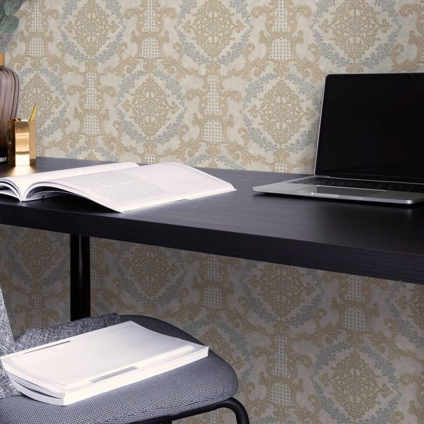 Luxury Damask Deep Embossed Wallpaper,3D Textured Wallcovering, Traditional, Extra Large 114 sq ft Roll, Fabric Feel, Durable, Washable - Adawall -Houston Wallpaper Store - Walcoverings, Curtains & Wall Panels