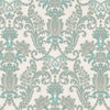 Luxury Deep Embossed Aqua Damask Wallpaper, Beach House Shiny 3D Blue Textured Wallcovering, 114 sq ft Roll, Coastal Turquoise Wallpaper - Adawall -Houston Wallpaper Store - Walcoverings, Curtains & Wall Panels