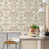 Luxury Deep Embossed Damask Wallpaper, Cream, Silver, Home & Commercial Use Decorative Wallcovering, Washable, Sturdy - Adawall -Houston Wallpaper Store - Walcoverings, Curtains & Wall Panels