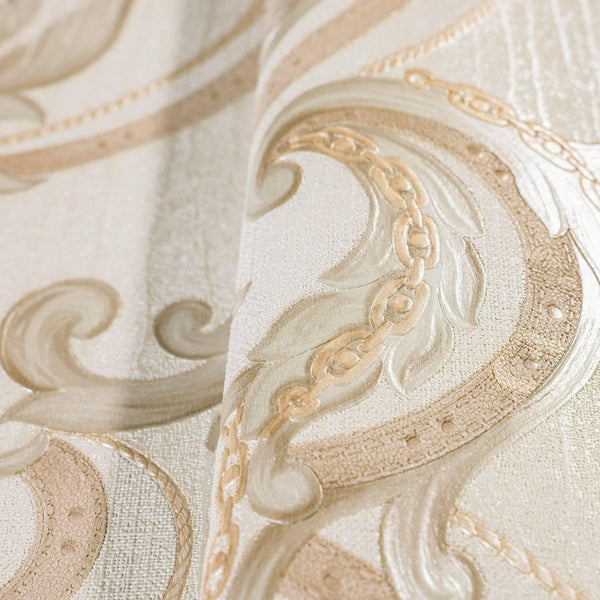 Luxury Deep Embossed Damask Wallpaper, Cream, Silver, Home & Commercial Use Decorative Wallcovering, Washable, Sturdy - Adawall -Houston Wallpaper Store - Walcoverings, Curtains & Wall Panels
