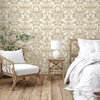 Luxury Deep Embossed Damask Wallpaper, Cream, Silver, Home & Commercial Use Decorative Wallcovering, Washable, Sturdy - Adawall -Houston Wallpaper Store - Walcoverings, Curtains & Wall Panels