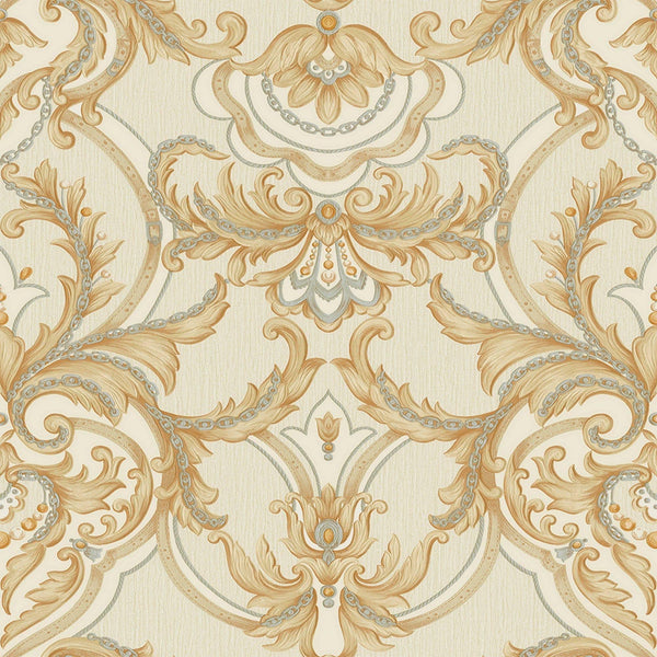 Luxury Deep Embossed Damask Wallpaper, Gold, Off White, Home & Commercial Use Decorative Wallcovering, Washable, Sturdy - Adawall -Houston Wallpaper Store - Walcoverings, Curtains & Wall Panels
