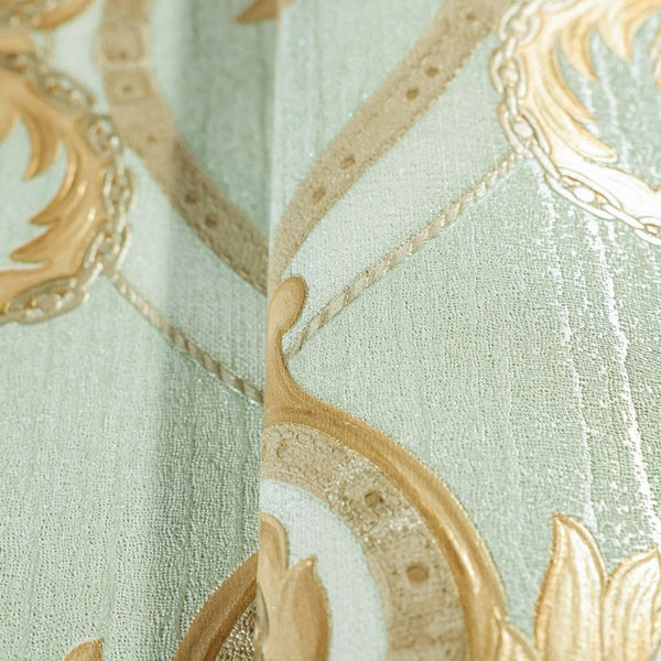 Luxury Deep Embossed Damask Wallpaper, Green, Gold Home & Commercial Use Decorative Wallcovering, Washable, Sturdy - Adawall -Houston Wallpaper Store - Walcoverings, Curtains & Wall Panels