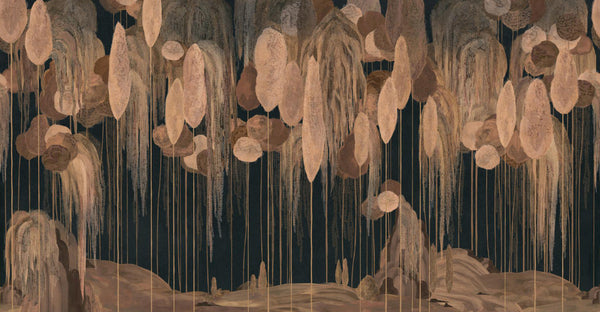 Modern Art Wall Mural, Trees Wallpaper, Black Yellow Oversized Nature Theme Customized Wall Covering, Non-Woven, Non-Adhesive, Removable, Washable, Large - Adawall -Houston Wallpaper Store - Walcoverings, Curtains & Wall Panels
