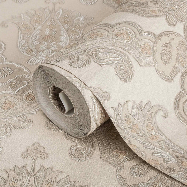 Modern Light Color Damask Wallpaper, Home Wall Decor, Aesthetic Wallpaper, Textured Wallcovering Non-Adhesive and Non-Peel and Stick - Adawall -Houston Wallpaper Store - Walcoverings, Curtains & Wall Panels
