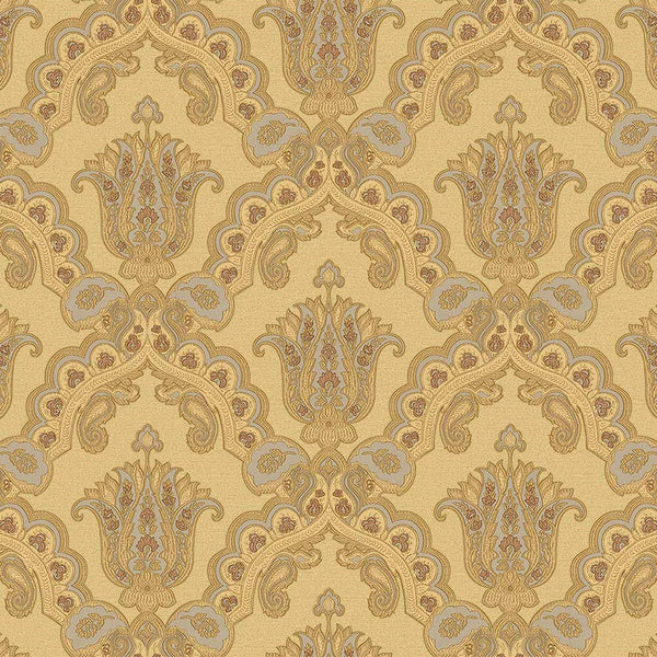 Modern Yellow Damask Wallpaper, Home Wall Decor, Aesthetic Wallpaper, Textured Wallcovering Non-Adhesive and Non-Peel and Stick - Adawall -Houston Wallpaper Store - Walcoverings, Curtains & Wall Panels