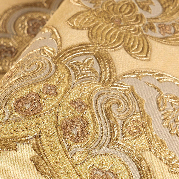 Modern Yellow Damask Wallpaper, Home Wall Decor, Aesthetic Wallpaper, Textured Wallcovering Non-Adhesive and Non-Peel and Stick - Adawall -Houston Wallpaper Store - Walcoverings, Curtains & Wall Panels