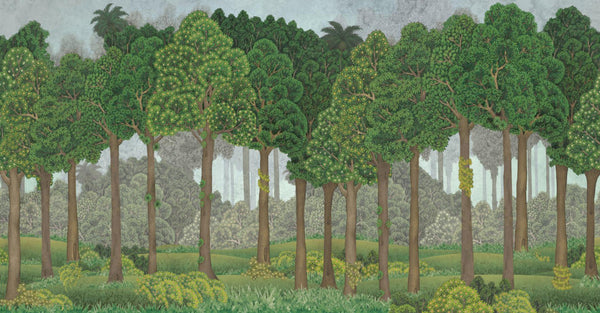 Nature Scene Trees Wall Mural, Green Forest Wallpaper, Large Landscape Custom Size Wall Covering, Non-Woven, Non-Pasted, Removable, Washable, Art - Adawall -Houston Wallpaper Store - Walcoverings, Curtains & Wall Panels
