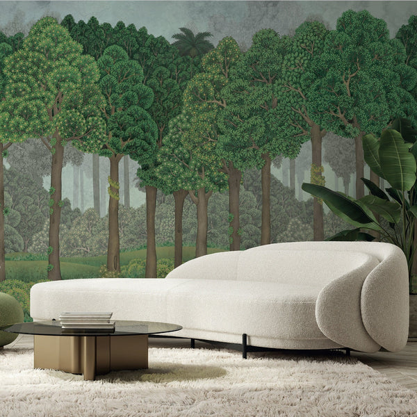 Nature Scene Trees Wall Mural, Green Forest Wallpaper, Large Landscape Custom Size Wall Covering, Non-Woven, Non-Pasted, Removable, Washable, Art - Adawall -Houston Wallpaper Store - Walcoverings, Curtains & Wall Panels