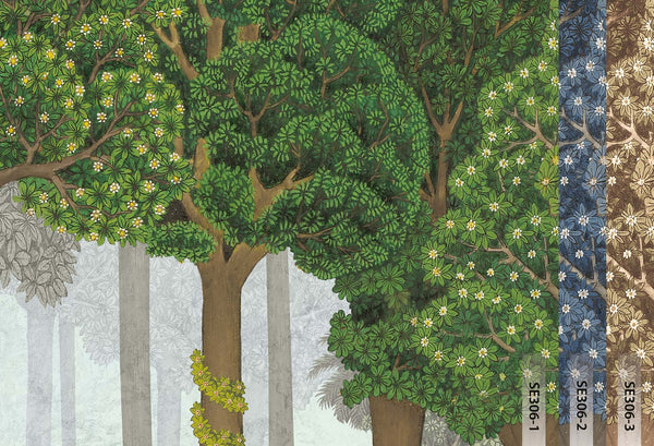Nature Scene Trees Wall Mural, Green Forest Wallpaper, Large Landscape Custom Size Wall Covering, Non-Woven, Non-Pasted, Removable, Washable, Art - Adawall -Houston Wallpaper Store - Walcoverings, Curtains & Wall Panels