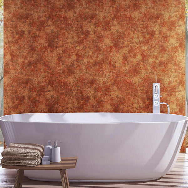 Orange Red Industrial Metallic Rustic Wallpaper, 3D Embossed Modern Worn-Out Style Distressed Weathered - Adawall -Houston Wallpaper Store - Walcoverings, Curtains & Wall Panels