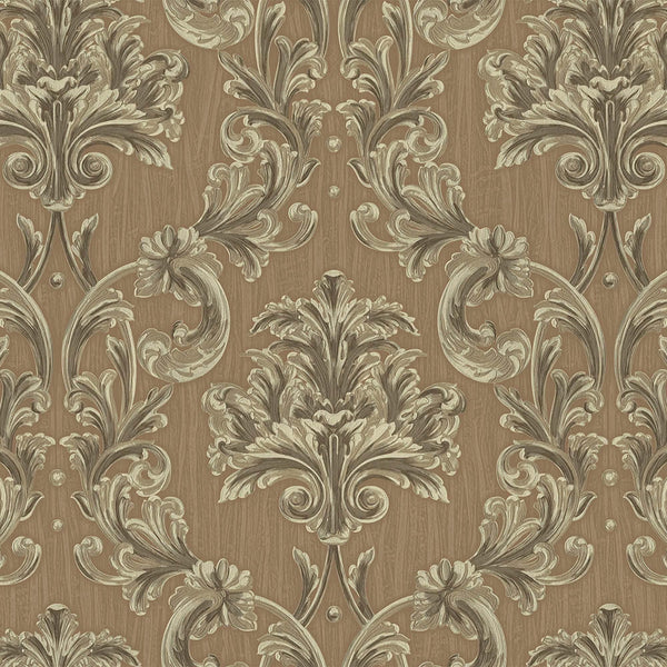 Oriental Damask Deep Embossed Wallpaper, Brown 3D Textured Wallcovering, Traditional, Extra Large 114 sq ft Roll, Stylish Wallpaper, Luxury Floral - Adawall -Houston Wallpaper Store - Walcoverings, Curtains & Wall Panels