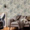 Palm Trees Embossed Wallpaper, Rich Textured Green Leaves Wallcovering, Large 114 sq ft Roll, Washable, Sturdy, Blue Plants Leaves Wallpaper - Adawall -Houston Wallpaper Store - Walcoverings, Curtains & Wall Panels