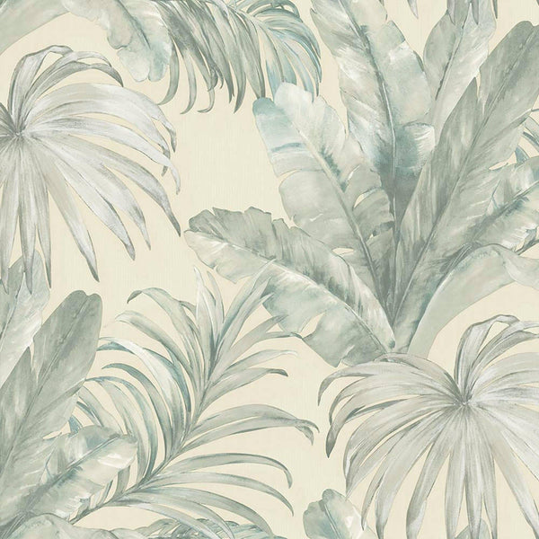 Palm Trees Embossed Wallpaper, Rich Textured Green Leaves Wallcovering, Large 114 sq ft Roll, Washable, Sturdy, Blue Plants Leaves Wallpaper - Adawall -Houston Wallpaper Store - Walcoverings, Curtains & Wall Panels