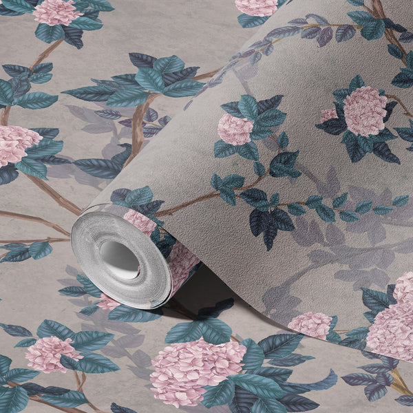 Peony Chinoiserie Blossom Wall Mural, Blue Floral Bloom Wallpaper, Oversized Contemporary Custom Size Wall Art, Non-Woven, Non-Pasted, Removable - Adawall -Houston Wallpaper Store - Walcoverings, Curtains & Wall Panels