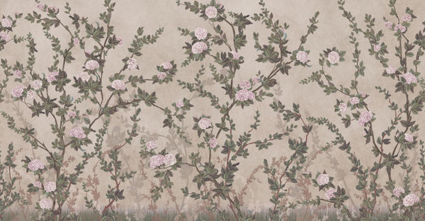 Peony Chinoiserie Blossom Wall Mural, Light Green Floral Bloom Wallpaper, Oversized Contemporary Custom Size Wall Art, Non-Woven, Non-Pasted, Removable - Adawall -Houston Wallpaper Store - Walcoverings, Curtains & Wall Panels