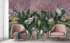 Purple Jungle Birds Wallpaper, Nature Forest Tropical Theme Wall Mural, Extra Large Customizable, Non-Adhesive, Removable Wall Paper, Leaves Flower - Adawall -Houston Wallpaper Store - Walcoverings, Curtains & Wall Panels