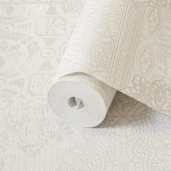 Quilted 3D Embossed Wallpaper, Cream, Flocked Rich Textured Velvet Feel Luxury Wallcovering, Vintage Washed Patchwork Style, Non-Woven - Adawall -Houston Wallpaper Store - Walcoverings, Curtains & Wall Panels